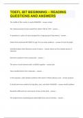 TOEFL iBT BEGINNING &ndash; READING QUESTIONS AND ANSWERS