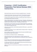 Fresenius ~ CCHT Certification Preparation Test Solved Quizzes With Correct Ans&period;&period;