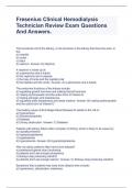 Fresenius Clinical Hemodialysis Technician Review Exam Questions And Answers&period;