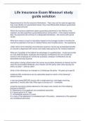 Life Insurance Exam Missouri study guide solution