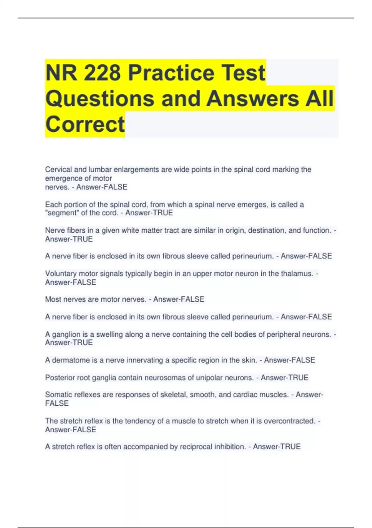 NR 228 Practice Test Questions and Answers All Correct - NR 228 - Stuvia US