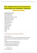 NEW GENERATION NCLEX EXAM 2023 &ndash; QUESTIONS AND ANSWERS &lpar;VERIFIED&rpar;