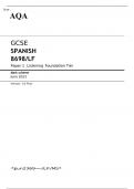 AQA GCSE SPANISH Paper 1 JUNE 2023 MARK SCHEME: Listening Foundation Tier