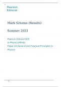 Pearson Edexcel GCE In Physics (9PH0) Paper 03 General and Practical Principles in Physics summer 2023 marking scheme 