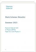Pearson Edexcel GCE In Physics (8PH0) Paper 02: Core Physics II summer 2023 marking scheme