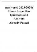  (answered 2023/2024) Home Inspection Questions and Answers  Already Passed