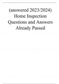 (answered 2023/2024) Home Inspection Questions and Answers Already Passed