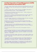 Certified Associate in Project Management &lpar;CAPM&rpar; Exam Questions and Answers 2023
