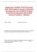 Final Exam: NUR163/ NUR 163 (Latest 2023/ 2024 Update) Concepts of Practical Nursing in the Care of Elderly Patients Exam Review| Questions and Verified Answers| Graded A – Hondros