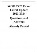 WGU C425 Exam Latest Update 2023/2024  Questions and Answers  Already Passed