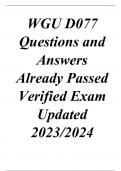 WGU D077 Questions and Answers Already Passed Verified Exam Updated 2023/2024