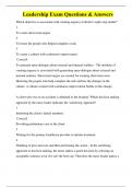 Leadership Exam Questions & Answers