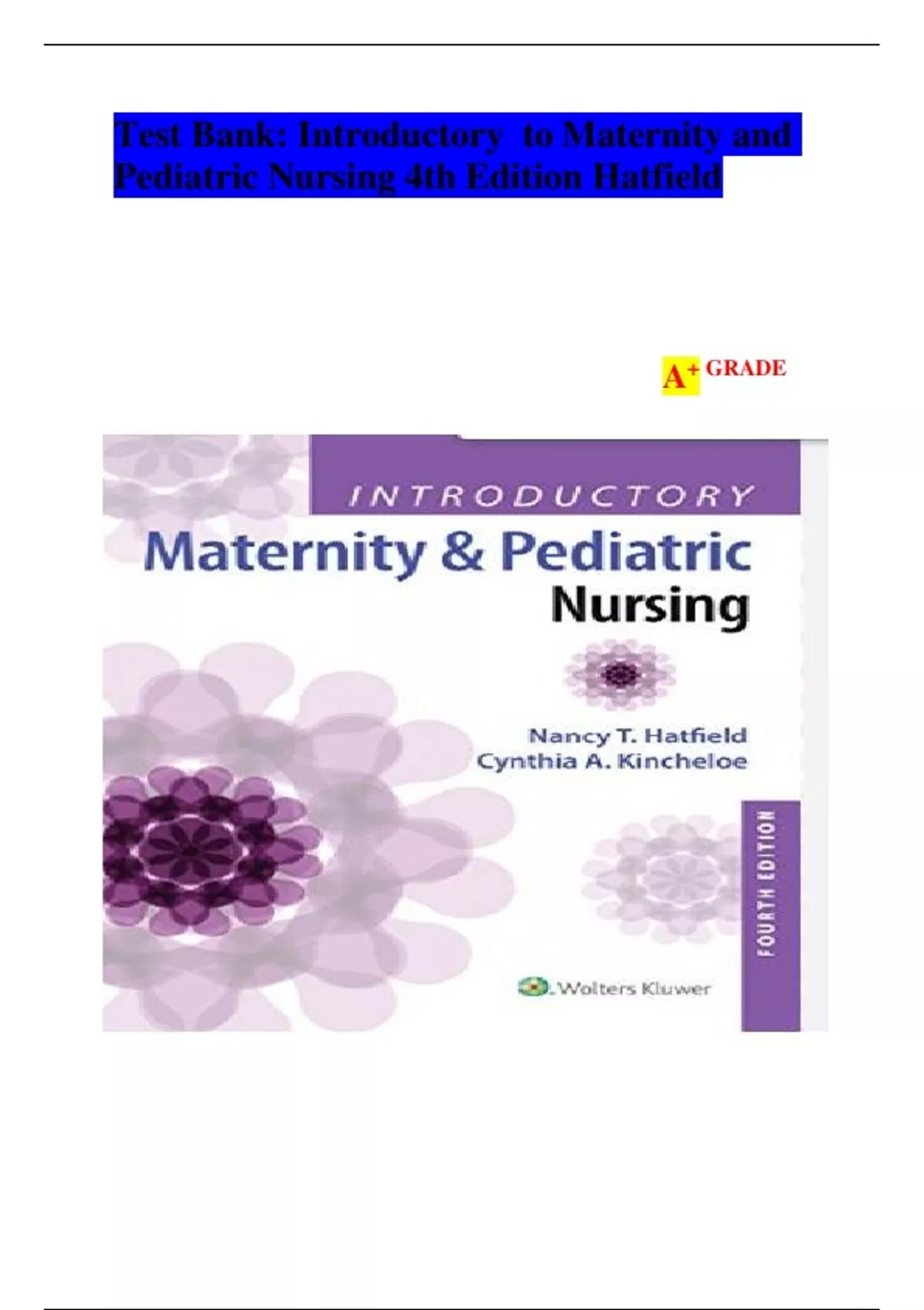introduction to maternity and pediatric nursing by Hatfield 4th edition