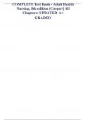 COMPLETE Test Bank - Adult Health Nursing&comma; 8th edition &lpar;Cooper&rpar;