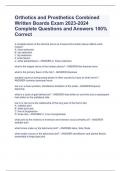 Orthotics and Prosthetics Combined Written Boards Exam 2023-2024 Complete Questions and Answers 100% Correct