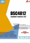 DSC4812 Assignment 4 &lpar;DETAILED ANSWERS&rpar; Semester 2 2023 &lpar;729025&rpar; - DUE 6 NOVEMBER 2023