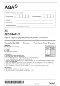 AQA AS GEOGRAPAHY QUESTION PAPER 1 MAY 2023 7036/1 (Paper 1:Physical geography and people and the environment).