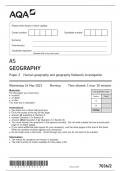 AQA AS GEOGRAPAHY QUESTION PAPER 2 MAY 2023 7036/2 (Paper 2:Human geography and geography fieldwork investigation).