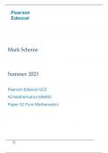 Pearson Edexcel GCE  Mathematics (9MA0) Paper 02 Pure Mathematics summer june 2023 marking scheme