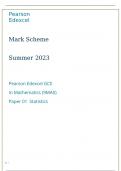 Pearson Edexcel GCE In Mathematics (9MA0) Paper 01  Statistics summer june 2023 marking scheme