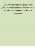 ATLS TEST 1 LATEST EXAM /ADVANCED TRAUMA LIFE  SUPPORT TEST 1 LATEST QUESTIONS AND ANSWERS 2023/2024