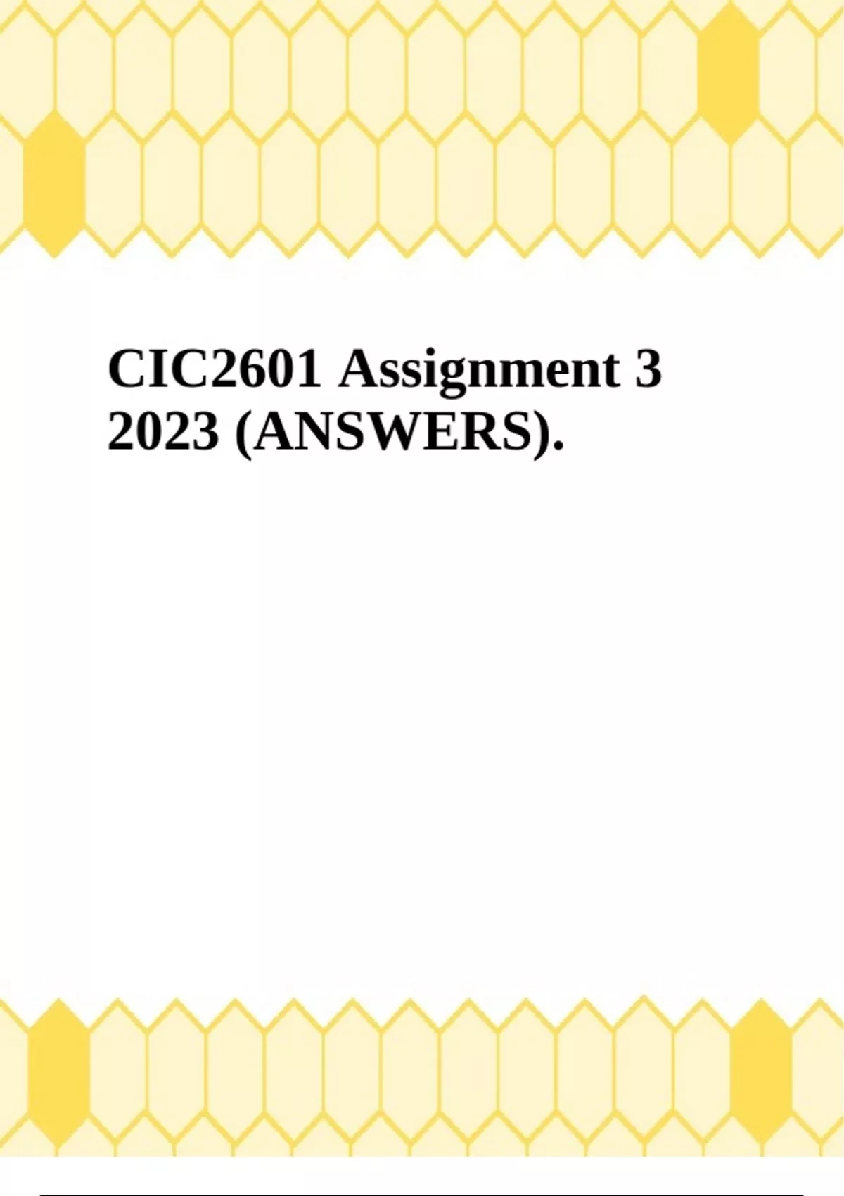cic2601 assignment 3 answers