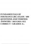 FUNDAMENTALS OF INSURANCE &lpar;BC&rpar; EXAM &sol; 400 QUESTIONS AND VERIFIED ANSWERS &sol; 2023&sol;2024 ALL CORRECT &sol; GRADED A&plus;&period; 