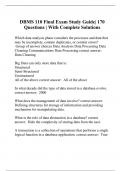DBMS 110 Final Exam Study Guide| 170 Questions | With Complete Solutions