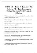 DBMS110 -- Exam 3 - Lessons 1-3 & Tutorial 9 Ivy Tech Community College Questions With Complete Solutions