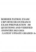 BORDER PATROL EXAM/ CBP OFFICER ENTRANCE EXAM PREPARATION /80 QUESTIONS AND VERIFIED ANSWERS 2023/2024 /LATEST UPDATE GRADED A+.