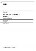 AQA GCSE RELIGIOUS STUDIES A Paper 1 Buddhism MAY 2023 QUESTION PAPER AND MARK  SCHEME