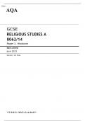 AQA GCSE RELIGIOUS STUDIES A Paper 1: Hinduism MAY 2023 QUESTION PAPER AND MARK SCHEME