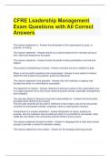 CFRE Leadership Management Exam Questions with All Correct Answers 