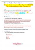 Straighterline Anatomy and Physiology 2 Lab BIO202L Lab 12 The Lymphatic System Worksheet 2023