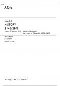 AQA GCSE HISTORY 8145/2B/B Paper 2 Section B/B	JUNE 2023 MARK SCHEME: Medieval England: the reign of Edward I, 1272–1307