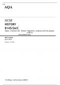 AQA GCSE HISTORY 8145/2A/C Paper 2 Section A/C Britain JUNE 2023 MARK SCHEME: Migration, empires and the people: c790 to the present day
