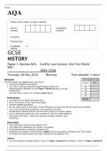 AQA GCSE HISTORY Paper 1 Section B/A JUNE 2023 QUESTION PAPER: Conflict and tension: the First World War,  	1894–1918	