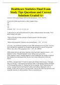 Healthcare Statistics Final Exam Study Tips Questions and Correct Solutions Graded A&plus;