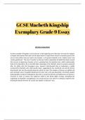 Exemplary Grade 9 Macbeth Theme of Kingship Essay