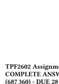 TPF2602 Assignment 51 (PORTFOLIO COMPLETE ANSWERS) 2023 (687360) - DUE 28 September 2023