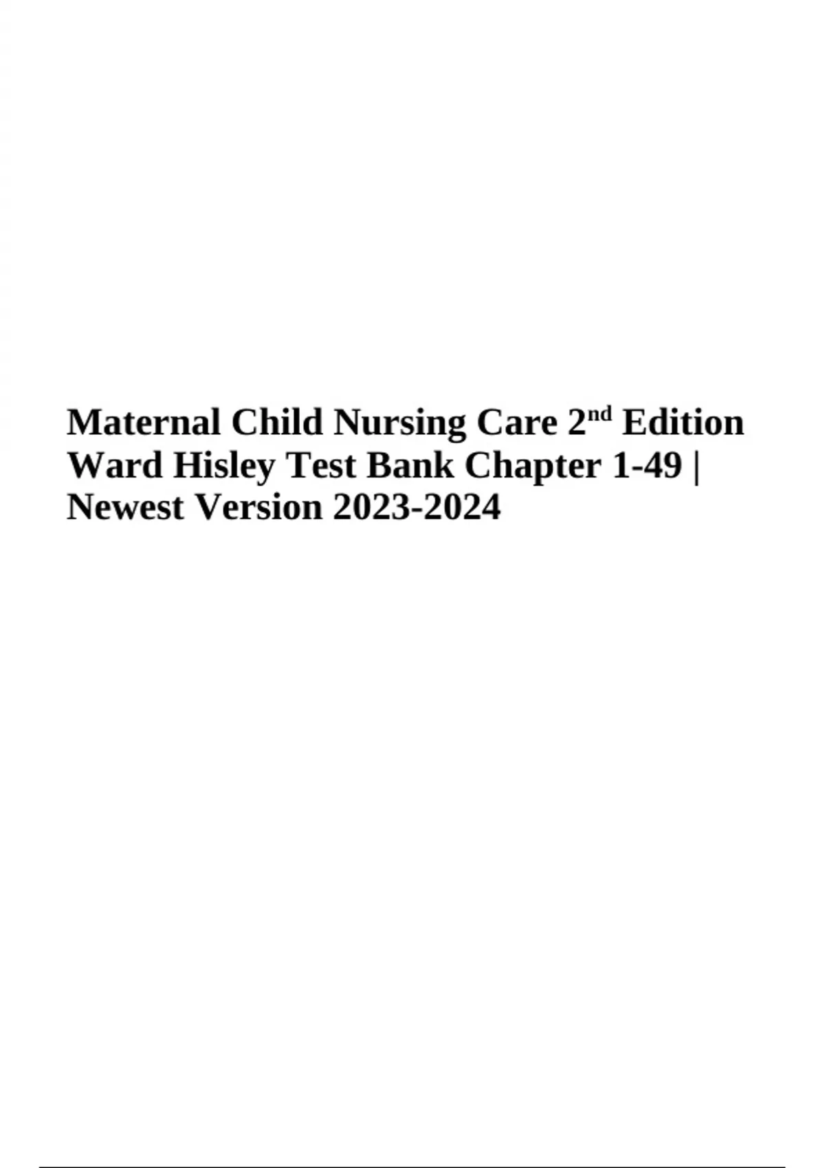 MaternalChild Nursing Care with Women's Health Companion 2nd Edition