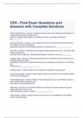 CEA - Final Exam Questions and Answers with Complete Solutions 
