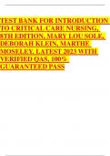 TEST BANK FOR INTRODUCTION TO CRITICAL CARE NURSING&comma; 8TH EDITION&comma; MARY LOU SOLE&comma; DEBORAH KLEIN&comma; MARTHE MOSELEY&period;