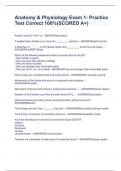 Anatomy & Physiology Exam 1- Practice Test Correct 100&percnt;&lpar;SCORED A&plus;&rpar;