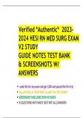 Verified *Authentic*  2023-2024 HESI RN MED SURG EXAM V2 STUDY GUIDE NOTES TEST BANK & SCREENSHOTS W/ ANSWERS