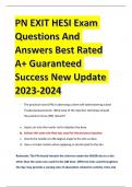 PN EXIT HESI Exam Questions And Answers Best Rated A+ Guaranteed Success New Update 2023-2024