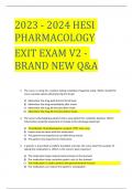 2023 - 2024 HESI PHARMACOLOGY EXIT EXAM V2 - BRAND NEW Q&A