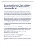 Property and Casualty Exam Louisiana Insurance Agent Test Review Correct 100&percnt;&lpar;SCORED A&plus;&rpar;