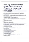 Nursing Jurisprudence QUESTIONS AND 100%  CORRECT ANSWERS 2023/2024