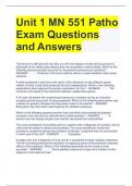 Unit 1 MN 551 Patho Exam Questions  and Answers
